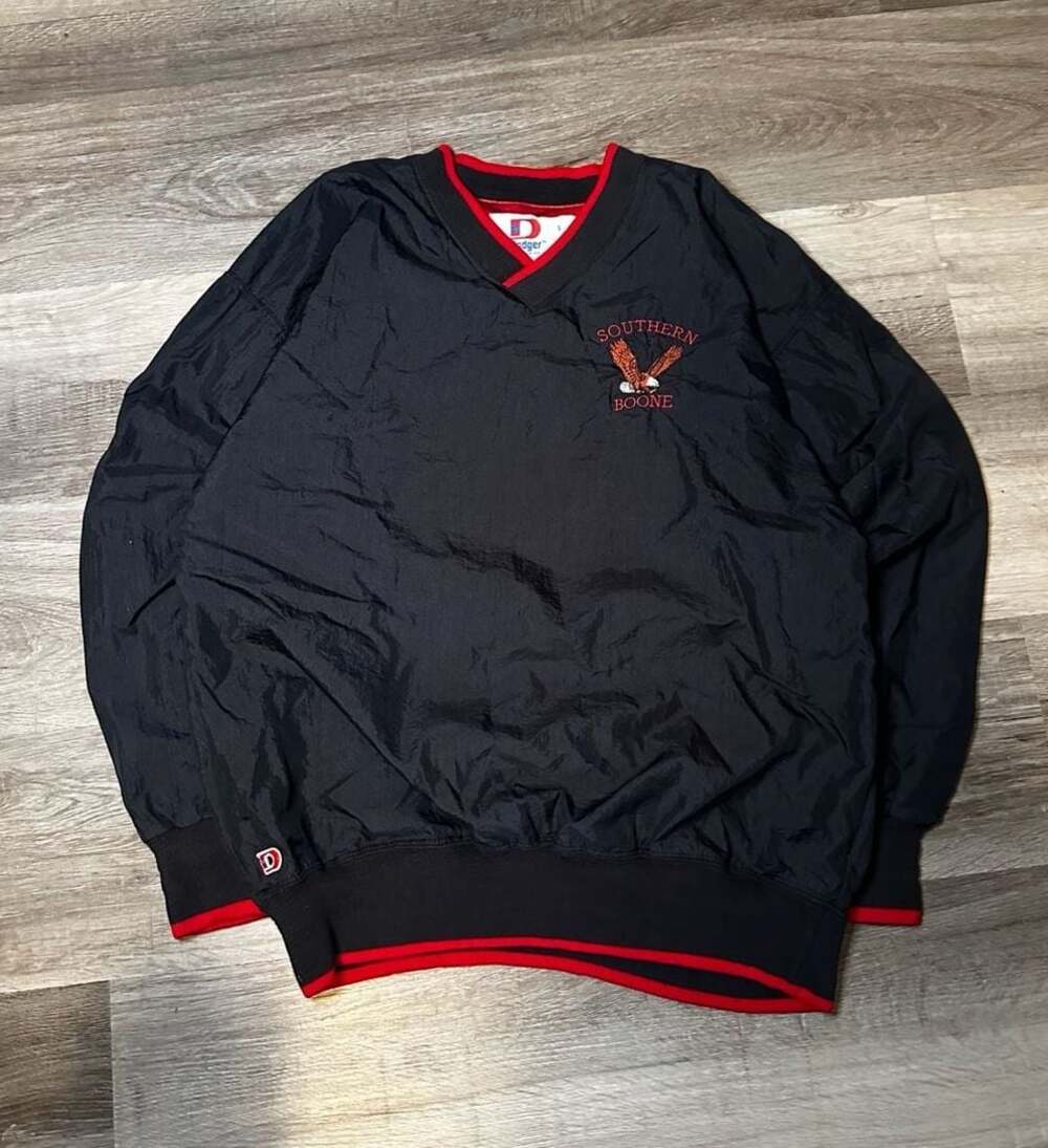 Vintage Dodger Made in USA Southern Boone Eagle Embroidered Black Windbreaker